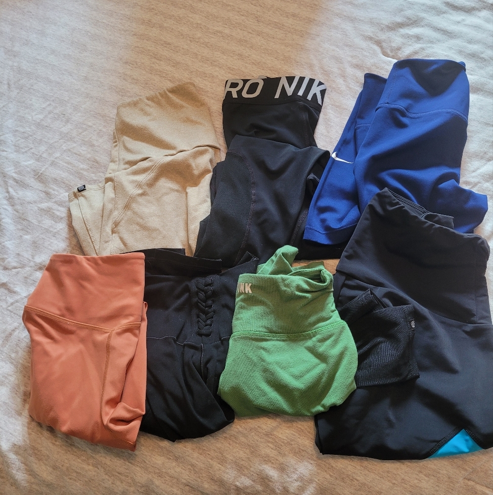 Bundle - 7 brand name leggings (Nike, Onzie, Girlfriend Collective, Aerie, Pink)